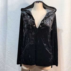 Juicy Couture tracksuit top hoodie pullover sweatshirt blouse velour black S